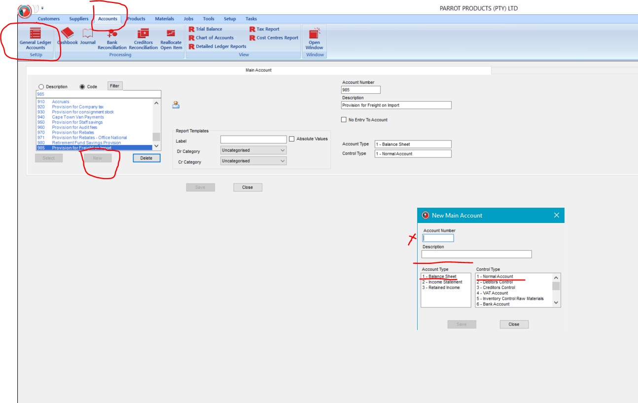 Creating a Ledger Account