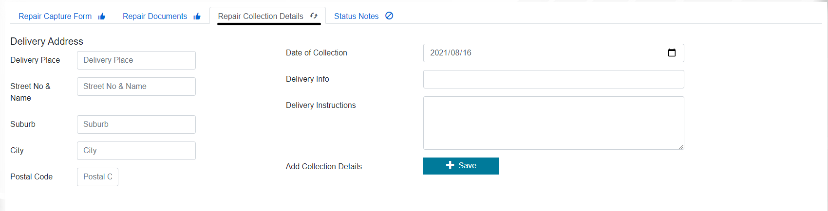 Repair Collection Details